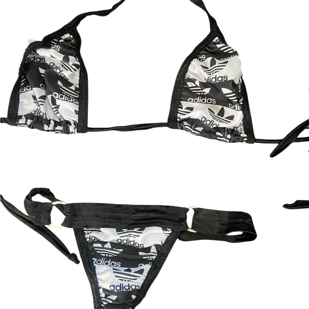 adidas Black & White Logo Triangle Bikini